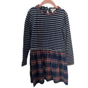 CREW CUTS Striped and plaid little girls Navy and Red Dress Size 6-7